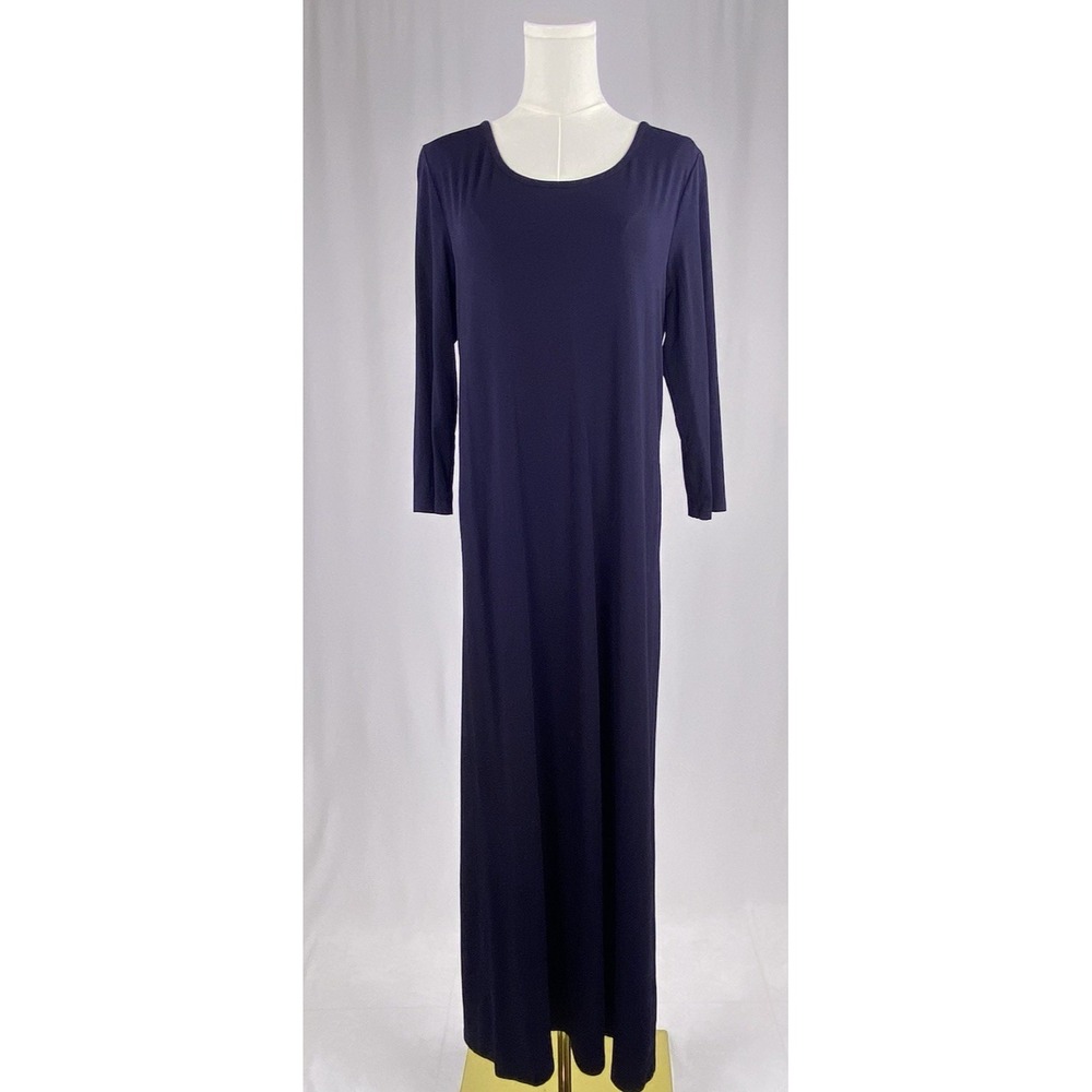 Garnet Hill Maxi‎ Dress Womens Size M Black Long Sleeve Cotton Blend Casual